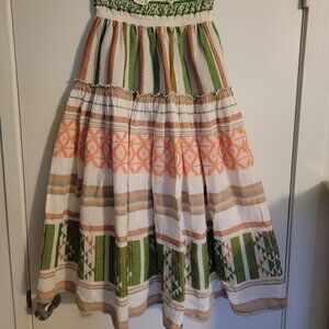 Pearl and Caviar 100% Cotton Skirt in beige, breek, and green colors.